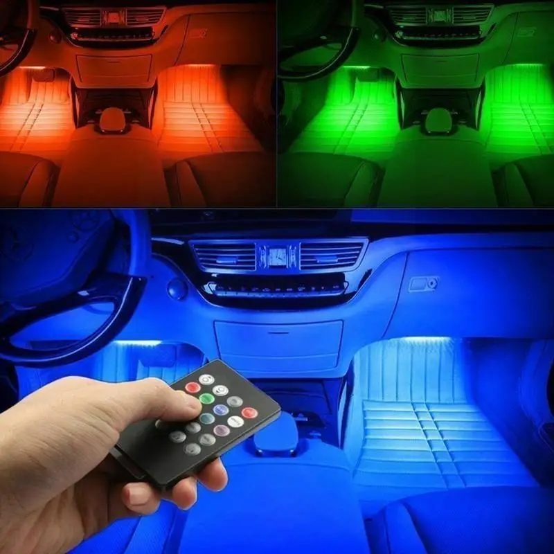 

Car Interior Atmosphere LED RGB Strip Light Dash Floor Control sound Strip Light Foot Multiple RGB Music lighting LED Decor P3I4