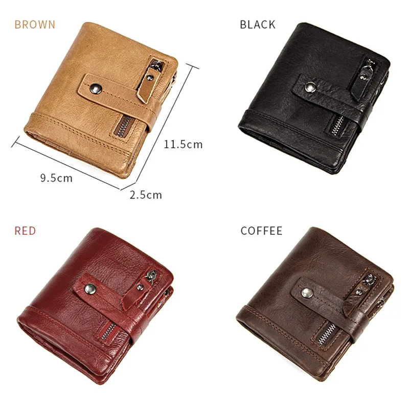

AETOO Fashionable leather men's wallet short Crazy Horse Leather Wallet multifunctional Leather Three Fold bag