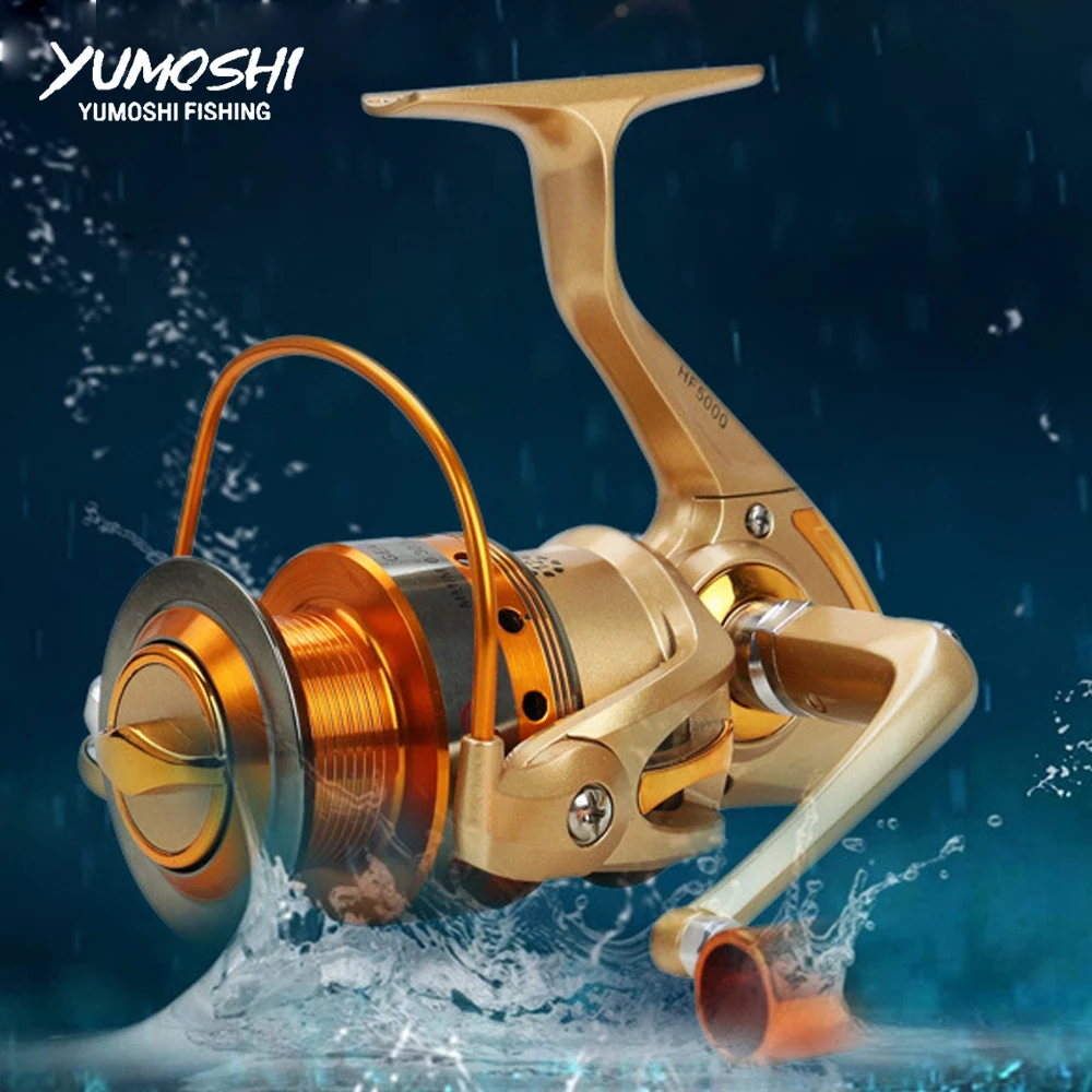

yumoshi Spinning Fishing Reel Metal Spool HF 500-9000Series spinning reel Fishing Reels spinning Wheel 10BB 5.5:1 molenete pesca