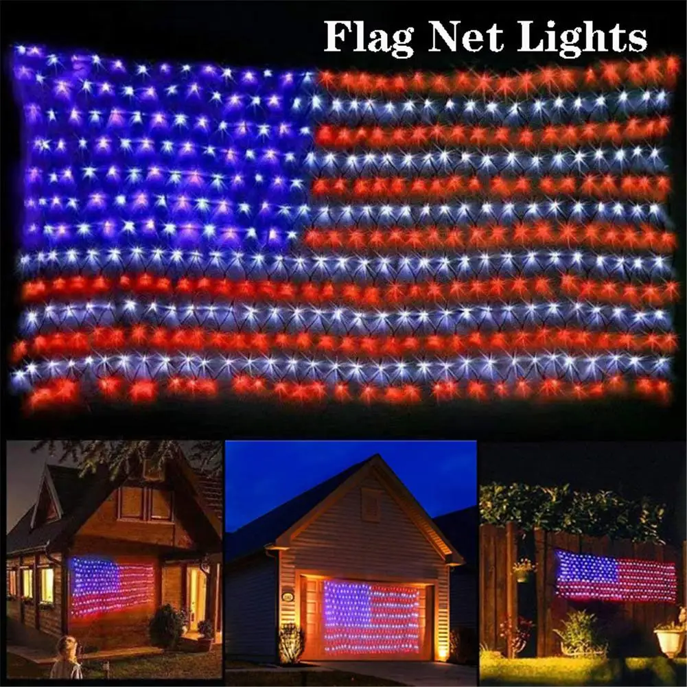 

Светодиодный сетчатый светильник с американским флагом s 2 м * 1 м, Сказочная сетчатая лампа, домашние вечерние настенные подвесные украшения...