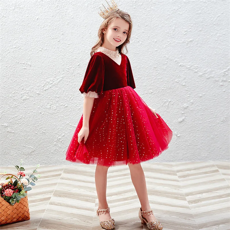 

Little Kids Baby Elegant Princess Costumes Mesh Dress For Birthday Evening Party Tutu Dress Clothes Children Wedding Dress Wear