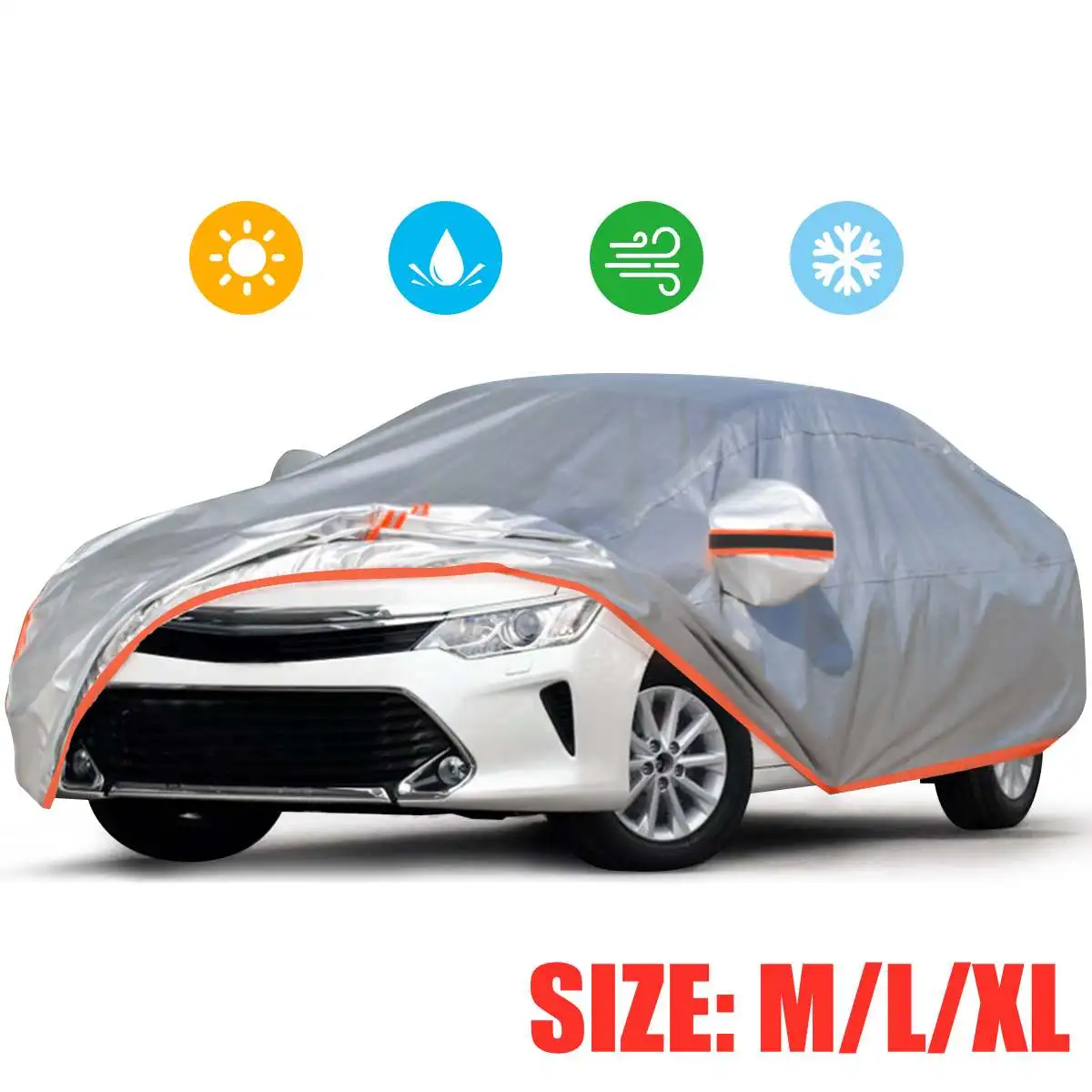 

210D Universal Full Car Cover Waterproof All Weather Protector Cover Anti UV Sunscreen Dust Scratch Resistant Automobile Cover