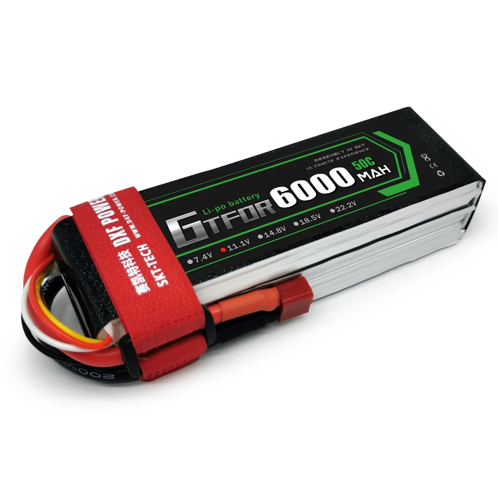 GTFDR-bater&iacute;a Lipo 3S para Dron de carreras, 11,1 V, 6000mah, 50C-100C, XT60 T, Deans, XT90, EC5, 50C-5