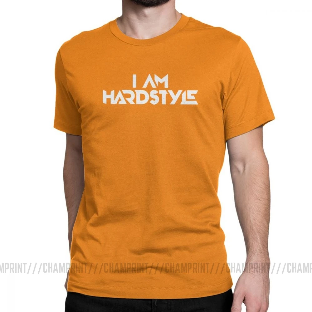 I Am Hardstyle Мужская Футболка Music Defqon Hardcore Dance DJ Techno Club Вечерние EDM футболка с коротким рукавом топы из хлопка - Цвет: Оранжевый