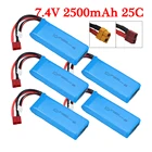 2s 7,4 V 2500mAh для Wltoys 144001 автомобиль Улучшенная литий-полимерная батарея T разъем для Wltoys 124018 12423 12428 RC Racing Car Battery Parts