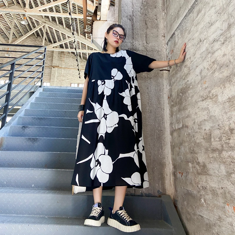 

XUXI женское ТРАПЕЦИЕВИДНОЕ модное платье с короткими рукавами; Пуловер с рисунком мини-платье Ретро Уличная до середины икры летние 2021 E612