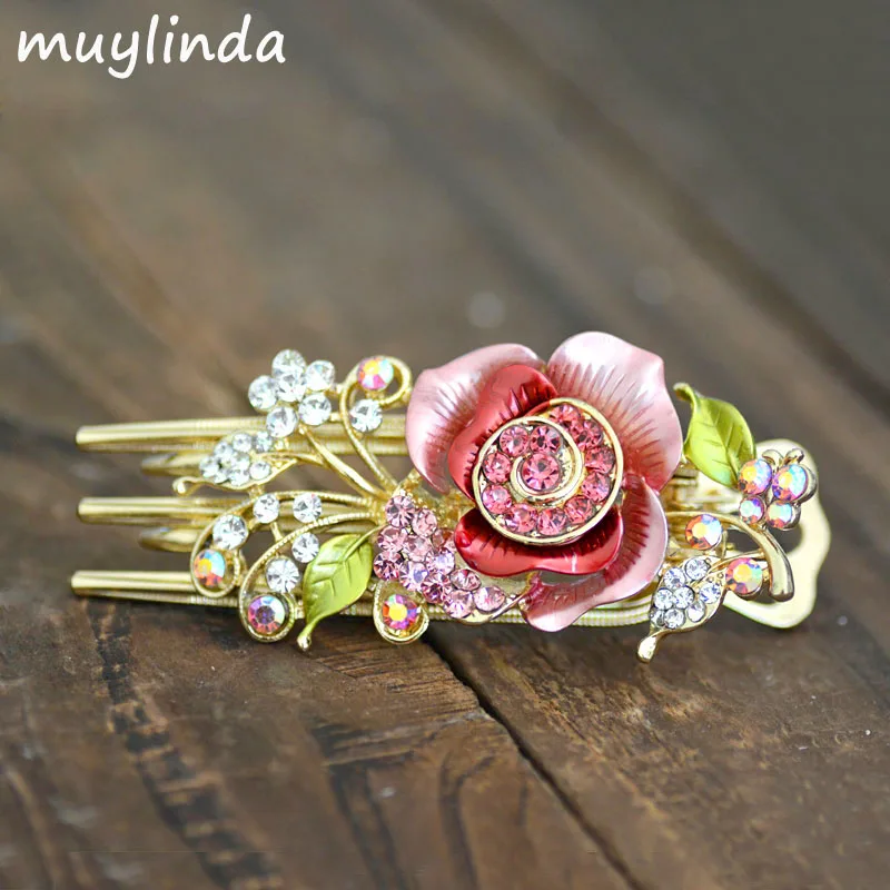 Заколка для волос Стразы в стиле ретро с цветами высококачественные украшения
