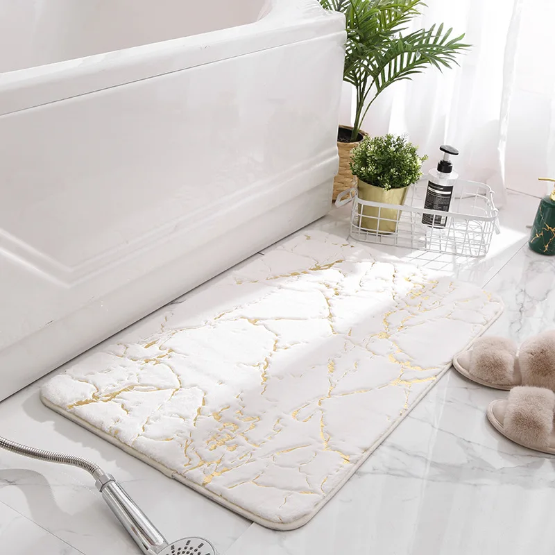 Inya Memory Foam Bathroom Rugs White Bath Mats for Bathroom Floor Mat Cozy Comfortable Floor Bathmats Carpet for Home Décor
