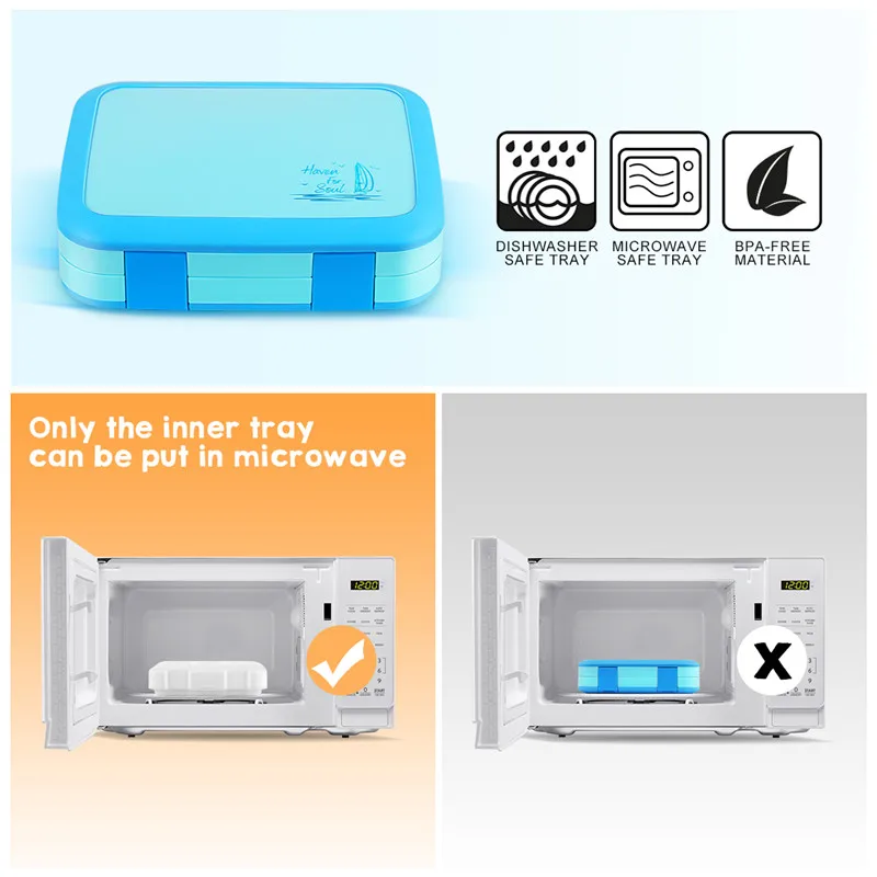 Детская столовая утварь для кормления BPA бесплатная коробка с отделениями