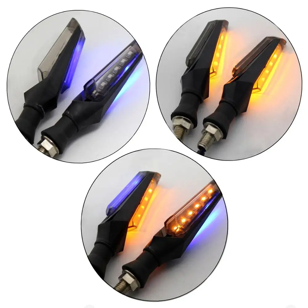 1 Pair Universal Motorcycle Turn Signal Light LED Amber Blue Color Indicator Blinker Flash Bike Lamp for Harley Honda |