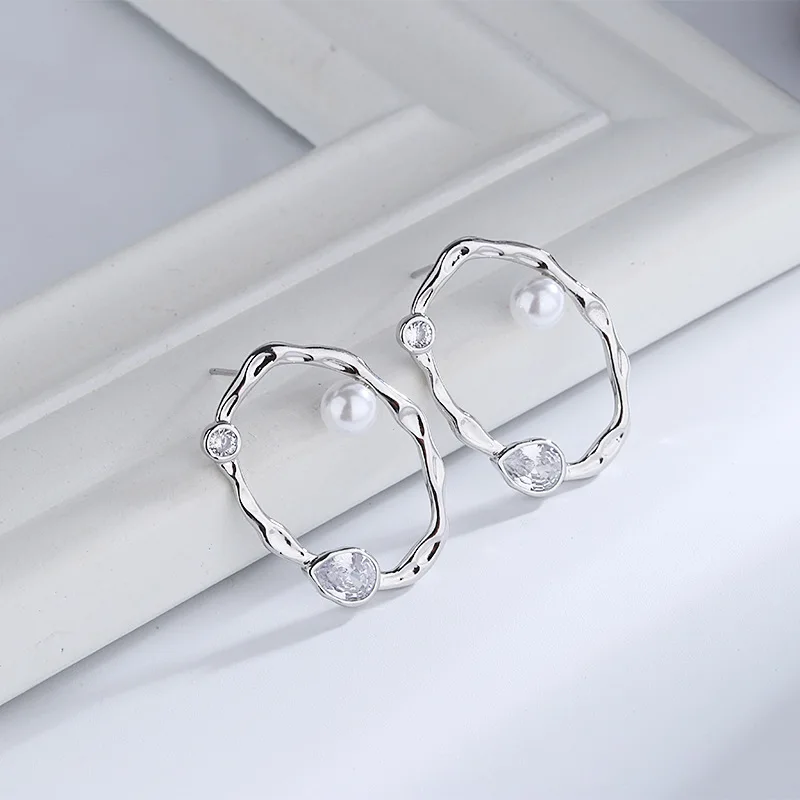 LUTAKU необычные серьги-гвоздики для женщин жемчуг Zrcon модные ювелирные изделия Свадебные аксессуары