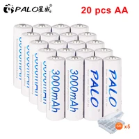 20pcs5card palo aa rechargeable battery aa ni mh 1 2v 3000mah ni mh 2a pre charged bateria rechargeable batteries for camera