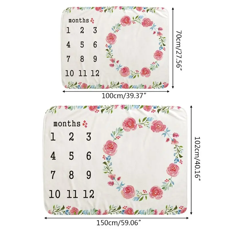 

null Baby Monthly Record Growth Milestone Blanket Newborn Photography Props Wreath Newborn Photo Creative Background Cloth