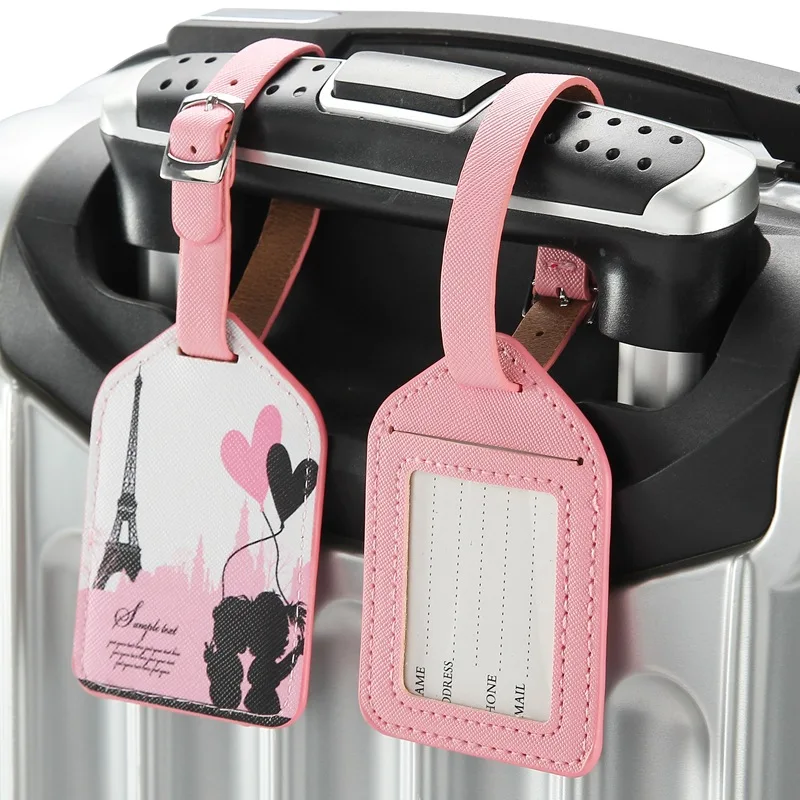 

Eiffel Tower Old Times Suitcase Leather Luggage Tag Label Bag Pendant Handbag Travel Fashion Accessories