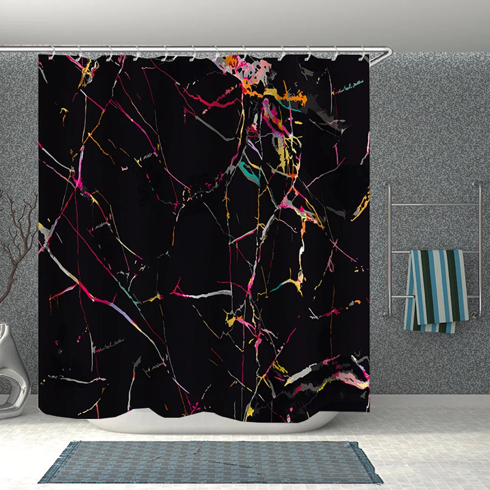 3d-принт мраморный геометрический комплект для ванной комнаты с занавеской душа