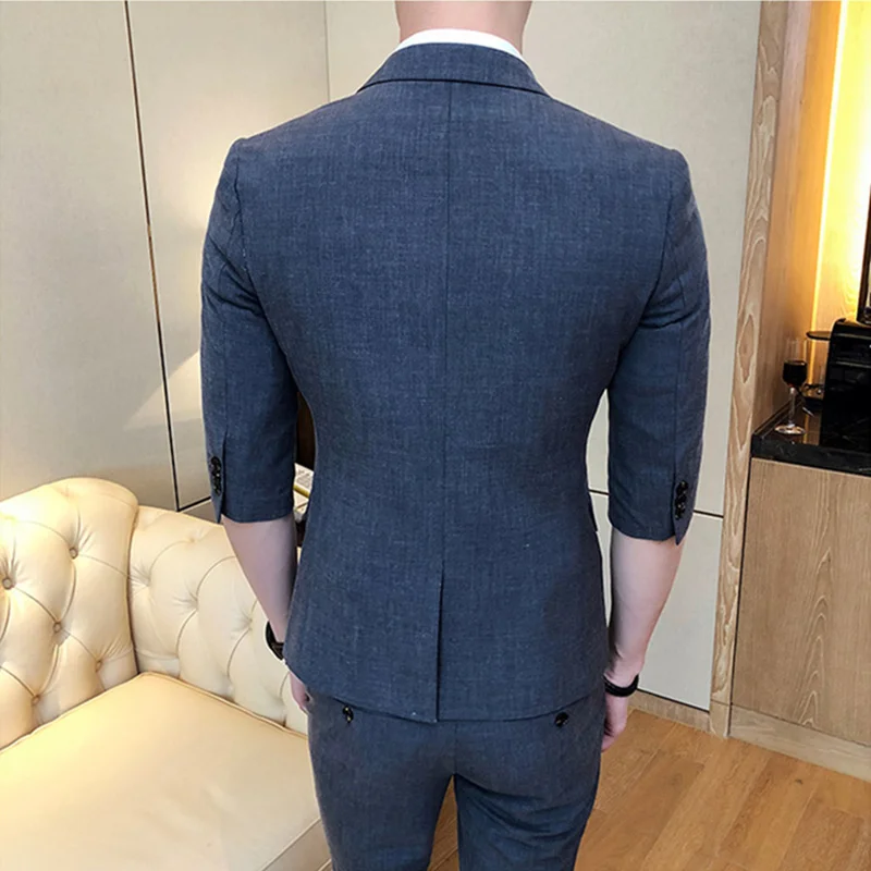 (Пиджак + жилет брюки) 2019 брендовая одежда модные мужские деловые костюмы/мужской
