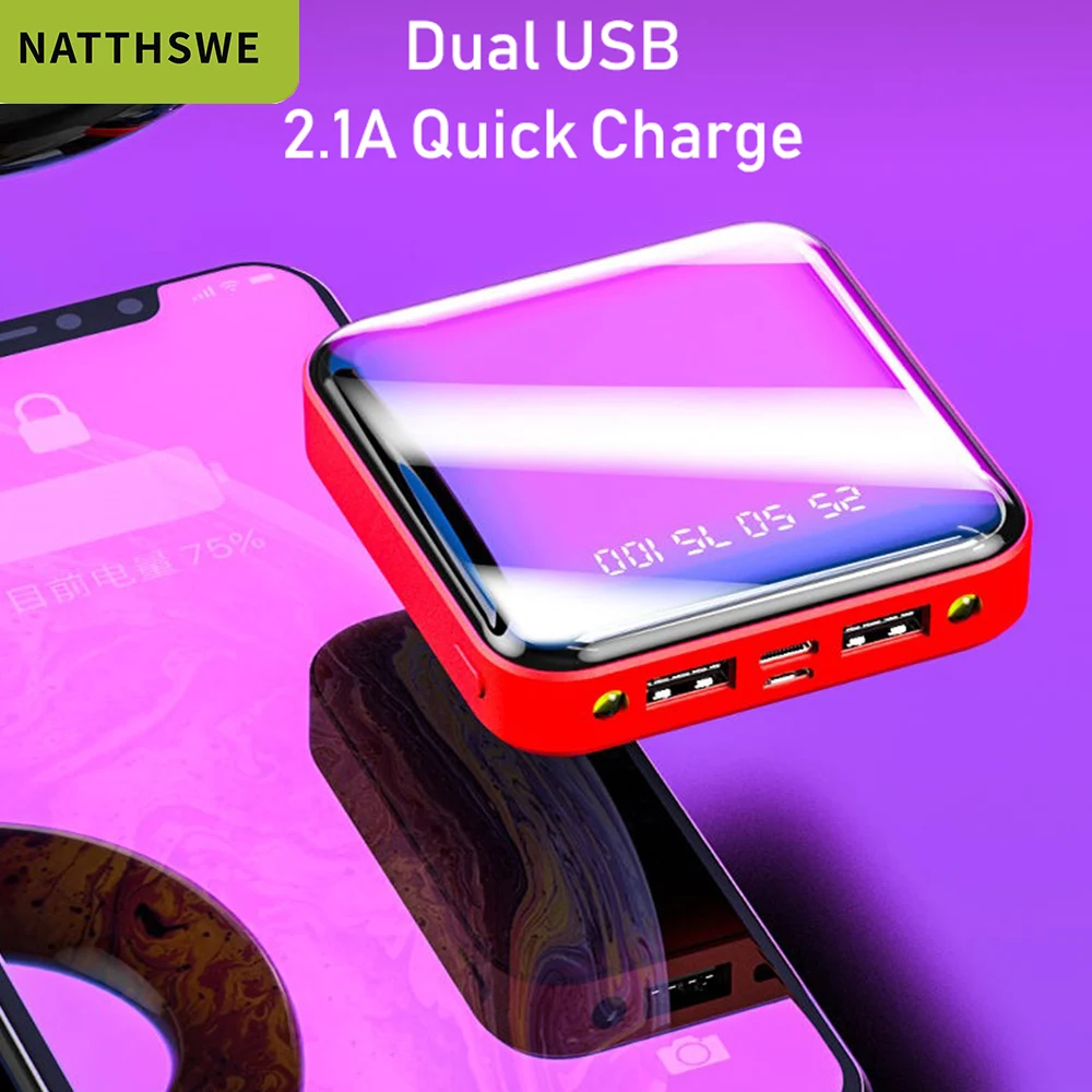 NATTHSWE mi ni power Bank 30000 мА/ч для iPhone 7 Xiaomi mi power bank Pover Bank зарядное устройство с двумя портами Usb внешний аккумулятор power bank