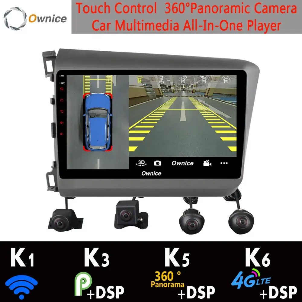 Автомагнитола с GPS проигрывателем для Honda Civic 9 FB FK FD RHD LHD 360 ° 8 ядерный процессор 4G +