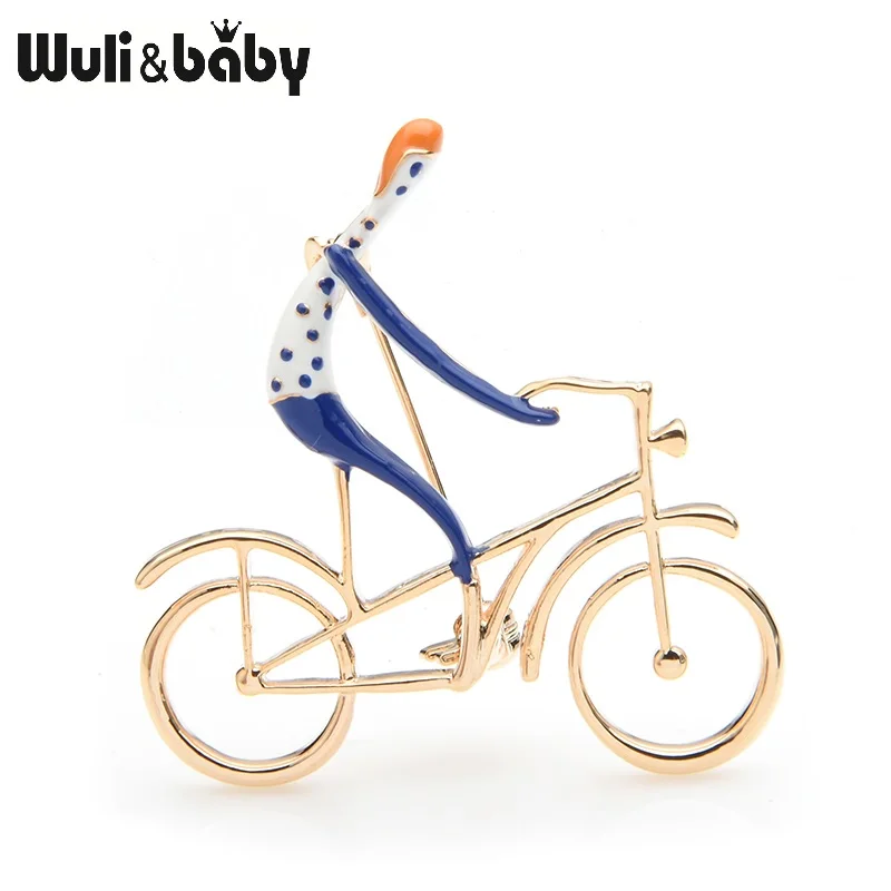 Wuli&baby синего и розового цвета для катания на мотоцикле на броши Для женщин Для мужчин сплав эмаль велосипед для спорта, эмаль, брошь с застежкой, подарки