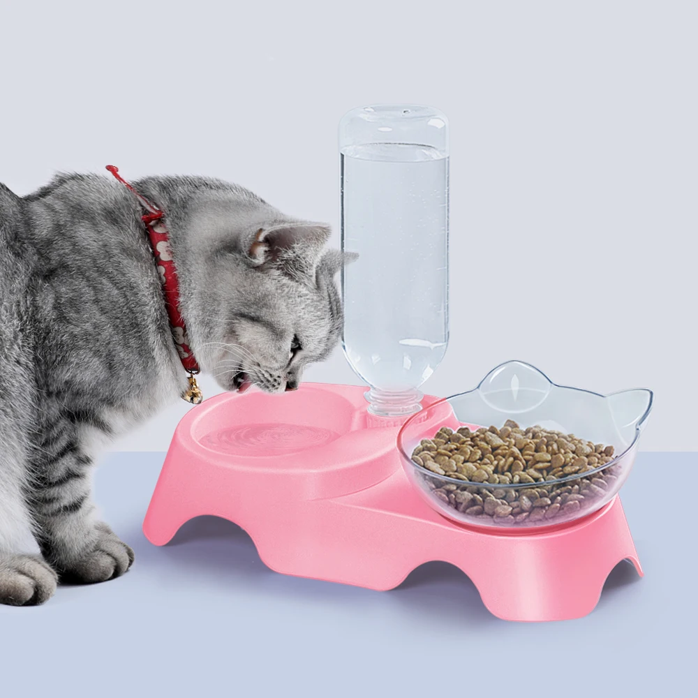 2 в 1 миска для кошек бутылочка подачи воды Поильник собак котят питьевая