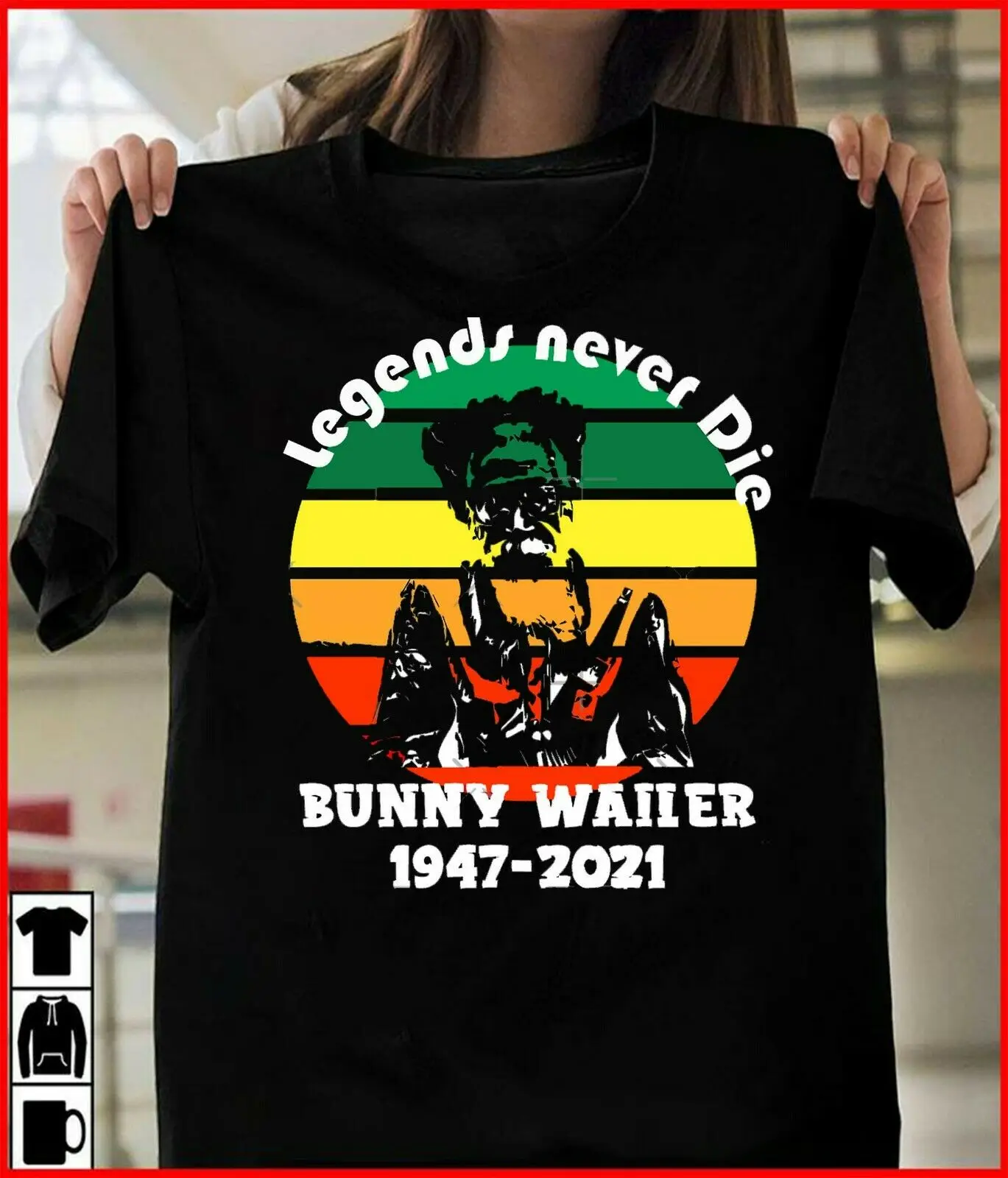 Шифоновый топ Rip Bunny Wailer Legends Never Die Reggae Legend|Мужские футболки| |