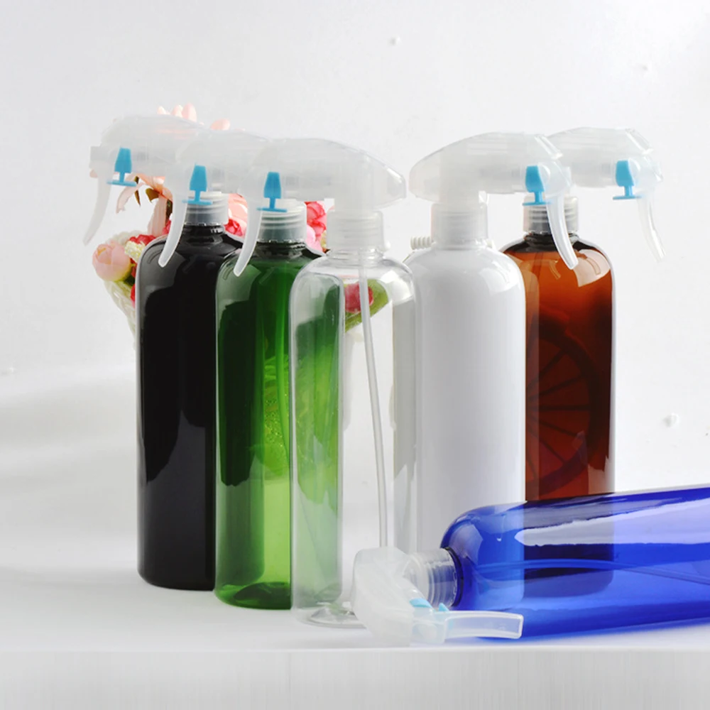 500 мл большие пустые янтарные пластиковые бутылки с черным триггером емкость для