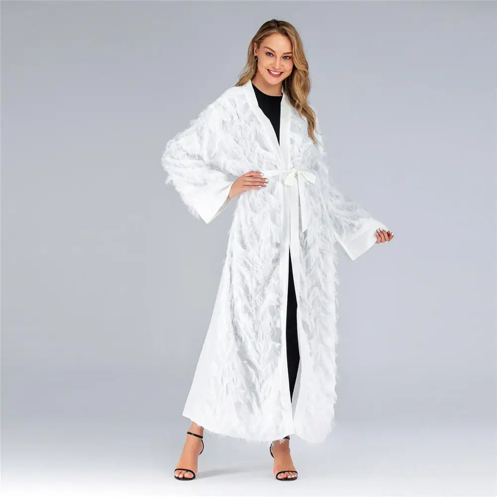 2019 Модная элегантная абайя мусульманская одежда белый халат Бангладеш турецкие