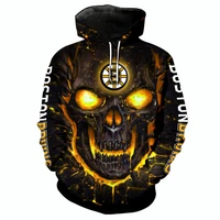 new mens fashion 3d hoodie gold lava skull letter b printed bruins cool outdoor sweatshirt boston casual pullover