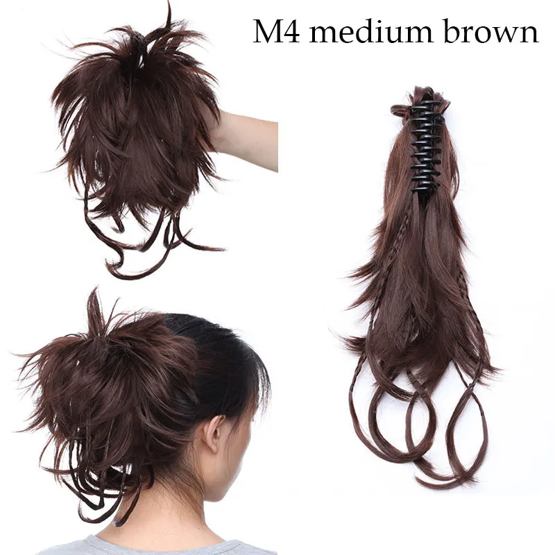 medium brown S-noilite, высокотемпературные волоконные шиньоны, длинные волнистые синтетические накладные волосы на заколках, конский хвост для женщин, черный, коричневый - Цвет: medium brown