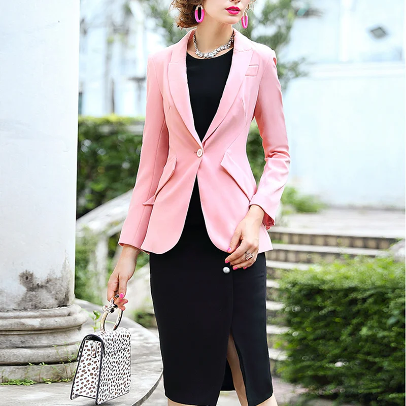 

Женский блейзер с отложным воротником, Элегантный Приталенный Блейзер на одной пуговице с оборками и длинным рукавом, 2021