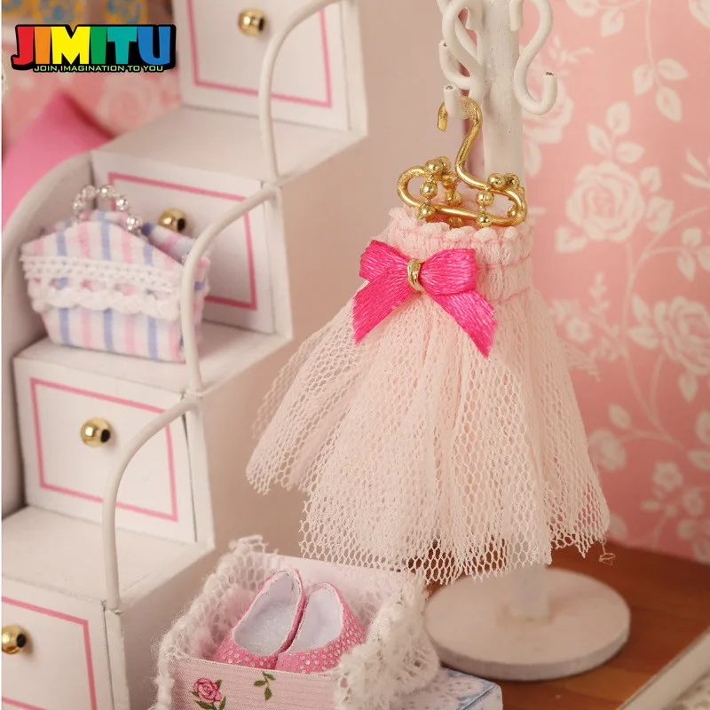 JIMITU дерево Cuteroom DIY кукольный домик комплект миниатюрный пылезащитный чехол с мебель кукольный дом комната Ангел мечта игрушки для детей Дети