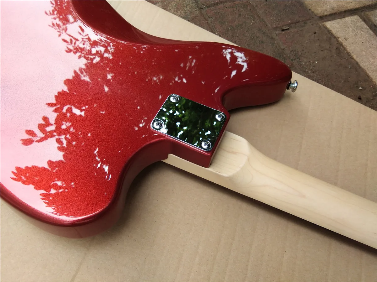 

Silver Red Left Handed Electric Guitar,Mahogany Body&Rosewood Fingerboard White Pick Guard BJ-302