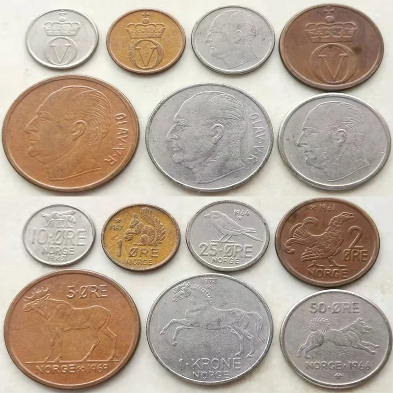 Набор из 7 предметов для норвежских монет европейские настоящие и оригинальные
