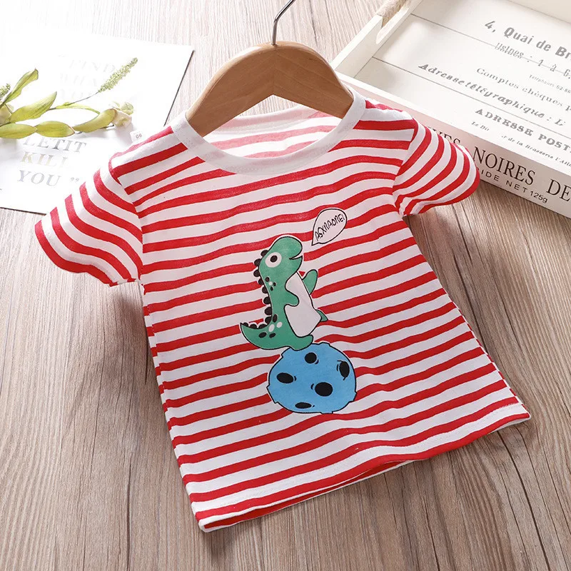 

Children Boys T-Shirt Cartoon Cotton For Baby Girls Brother Sister Short Sleeve Summer Dinosaur Print Tees Kids Clothes