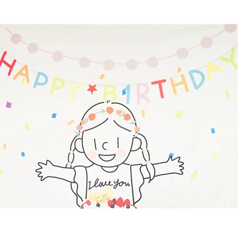 

40JC Happy Birthday Letters Hanging Cloth Banner Kids Child Girls Happy Birthday Backdrop Party Photo Background Decorations