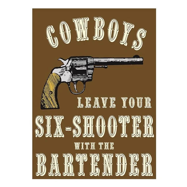 

Vintage Tin Signs Cowboys Pin-up Metal Decor Wall Art Garage Hot Shop Bar Signs 20*30cm Color: brown