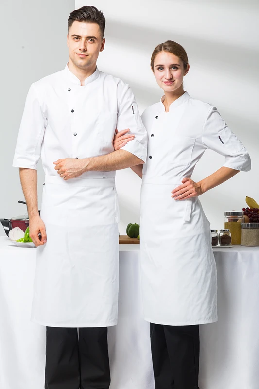 

Hotel chef long white men and women half-apron bar western restaurant cafe waiter work half-apron