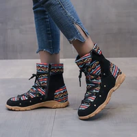 womens short high boots fashion cross straps colored womens shoes womens sports casual shoes thick soled snow boots