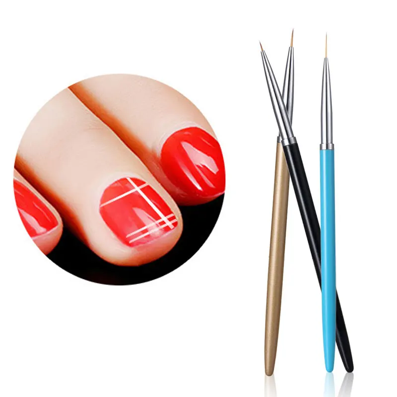 

3PCS Metal Rod Drawing Pens UV Gel Polish Painting Nail Art Brush Nail Art Liner Pens Handle Manicure Dotting Tool Drawing Pen