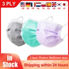 Маска медицинская одноразовая, 3-слойная, с фильтром и заушными петлями