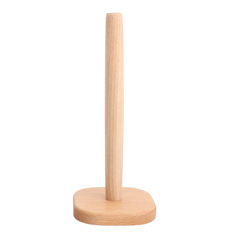 

1Pc Fashion Solid Wood Roll Paper Holder Vertical Towel Rack Kitchen Dining Table Supplies