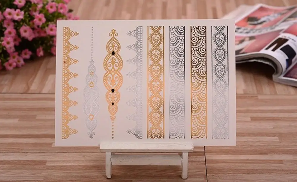 

1PC Fashion Flash Temporary Tattoo for Body Women Gold Sexy Tattoo stickers Temporary Tattoo Sticker Small Taty