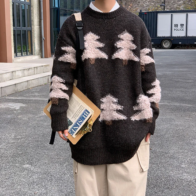 

Толстый свитер с длинным рукавом, Свободный Повседневный пуловер, осенне-зимняя модная верхняя одежда, жаккардовая одежда с рождественской...