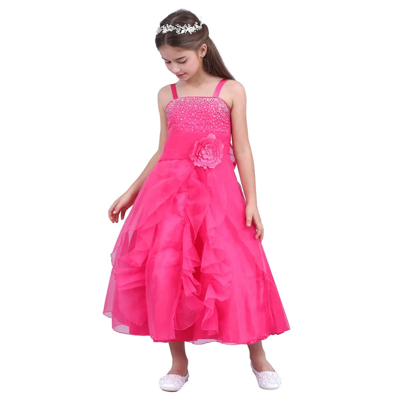 Детское платье-пачка из органзы платье принцессы с цветами для девочек длинное