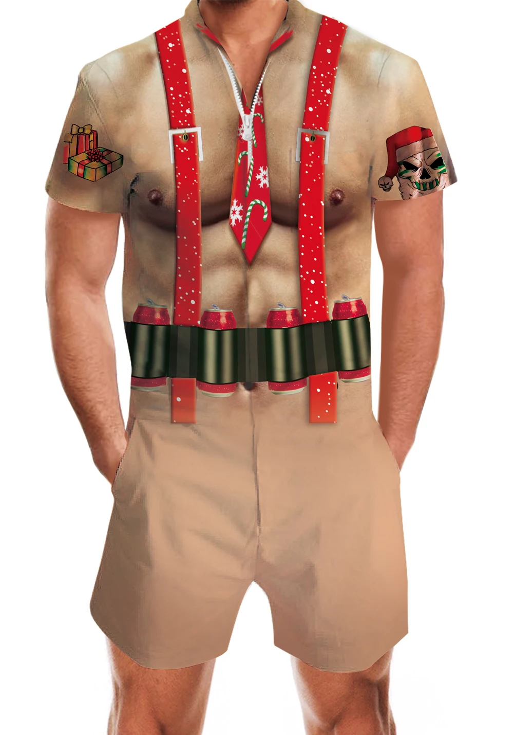 

Комбинезон мужской с круглым вырезом, дышащий Тонкий комбинезон с принтом, домашняя одежда, гавайский костюм с коротким рукавом, уличная од...