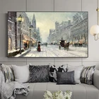 Зимние сумерки снег пейзаж Искусство Холст Живопись на стене художественные плакаты и принты абстрактные настенные картины для декора гостиной
