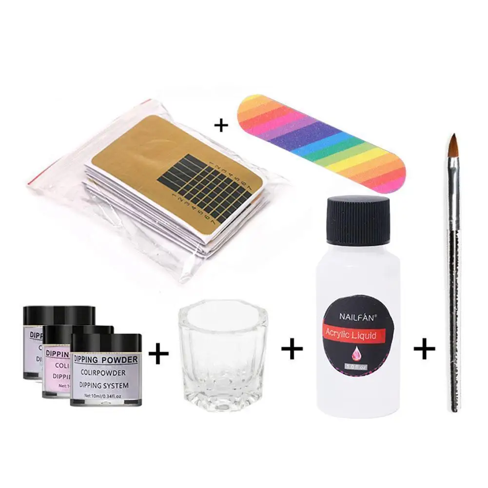 

Nail Powder Gel Polish Set Crystal Kit Liquid With Nail Brush File Nails Art Decoration Extension Manicure Tools Nail Decoration