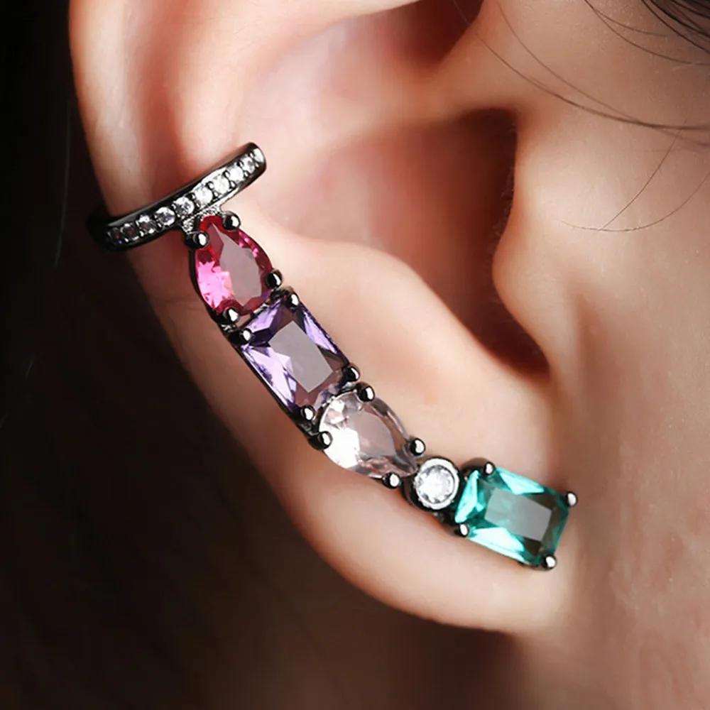 С украшением в виде кристаллов модный дизайн циркон алмазы клип на серьги