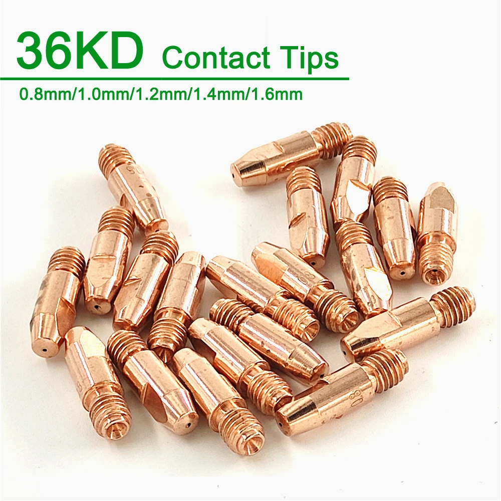 

36KD контактные наконечники для MIG Torch, наконечники для сварочного фонаря 320A, расходные материалы для горелки M8 * 30 мм 0,8/1,0/1,2/1,4/1,6 мм, Европейский стиль, сварочный наконечник MIG
