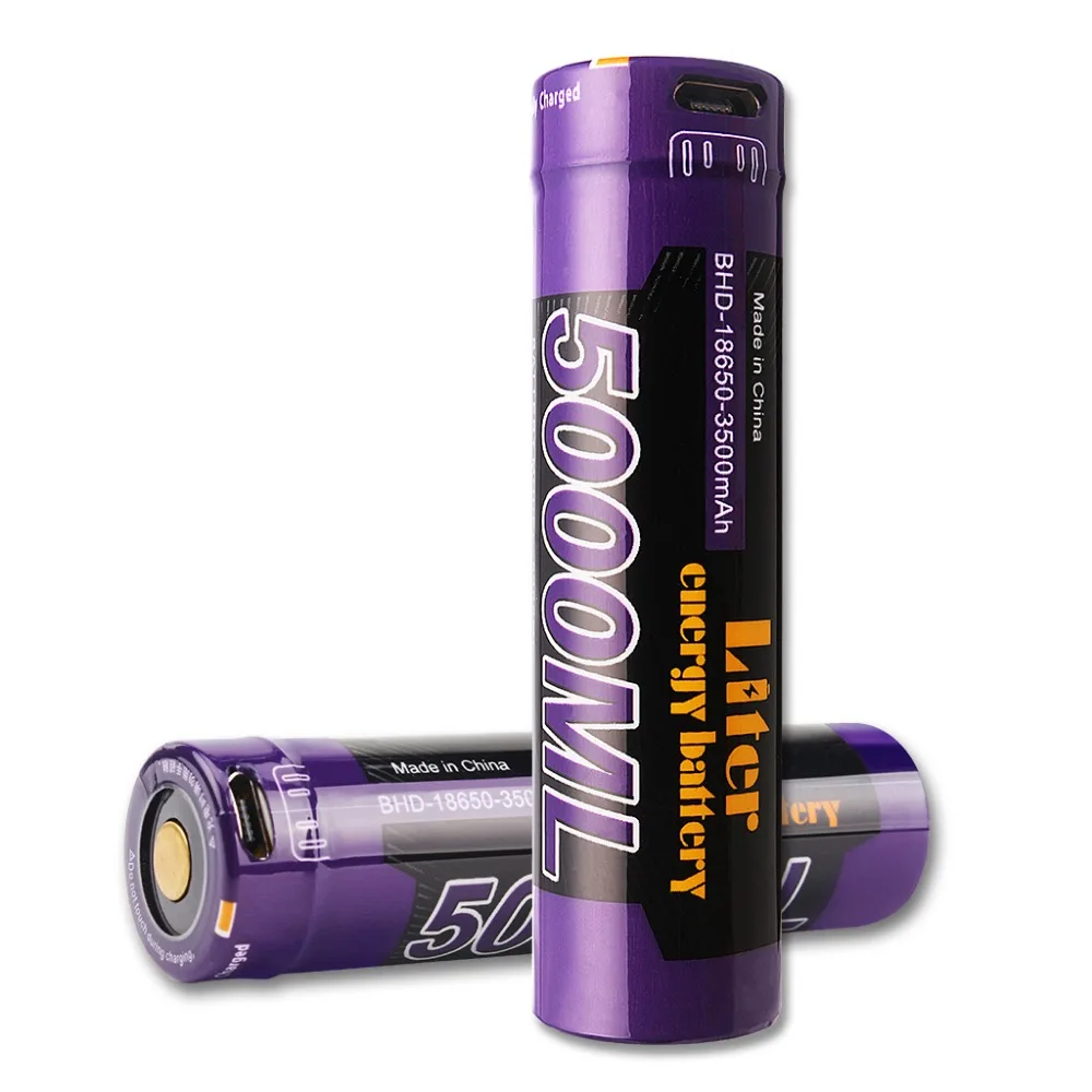 4 шт. перезаряжаемые литий ионные аккумуляторы USB 5000 18650 мАч 3500 в + кабель 3 7